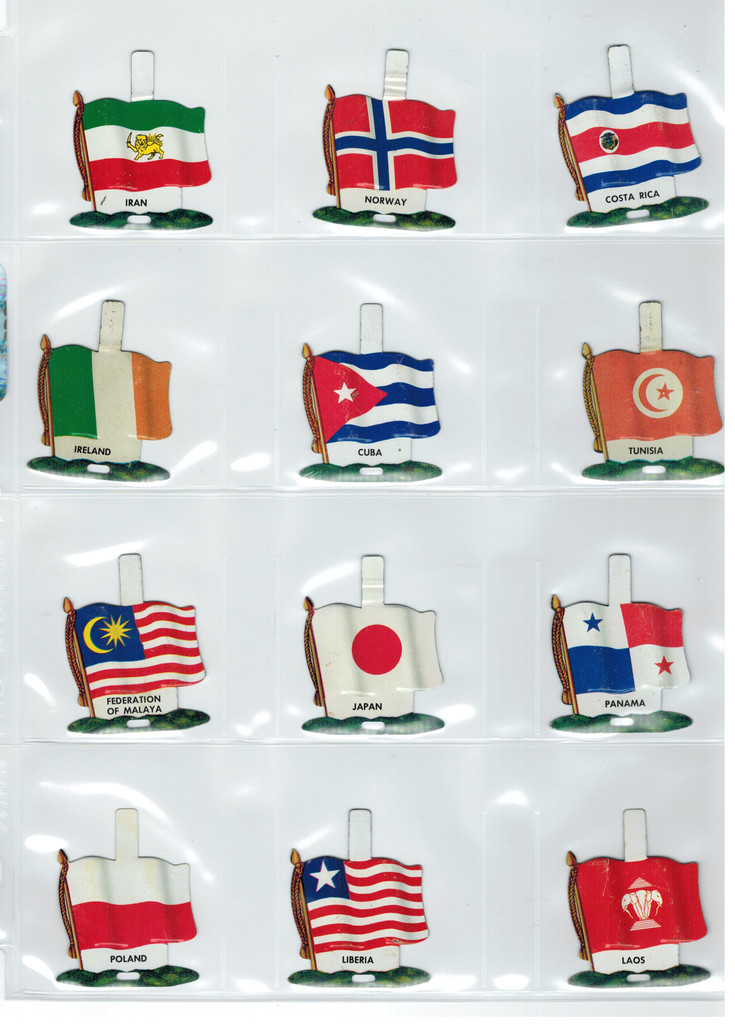 1960's Chain Tab "National Flags" Cereal Premiums Lot 33 Different  #*#