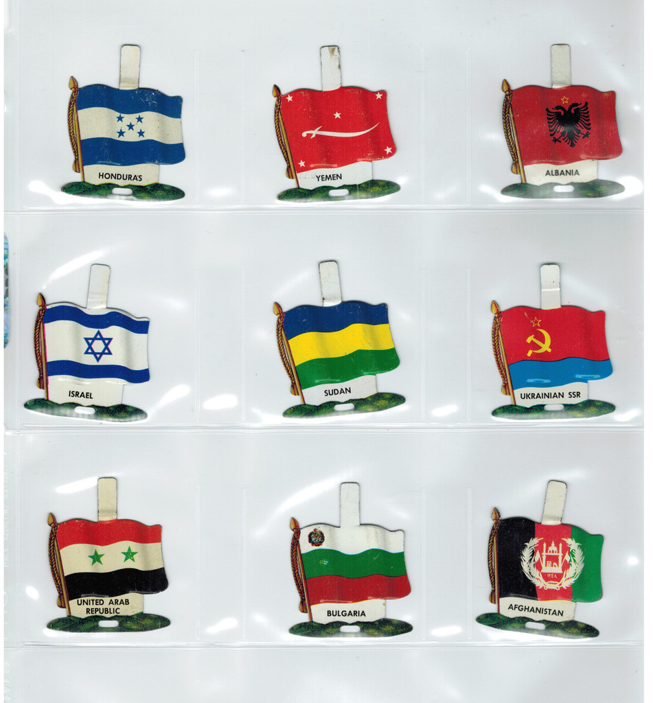 1960's Chain Tab "National Flags" Cereal Premiums Lot 33 Different  #*#
