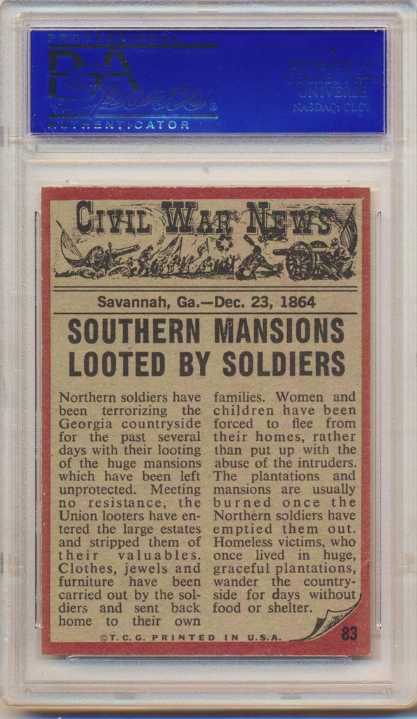 1962 Civil War News #83 The Looters  PSA 6 EX-MT   #*