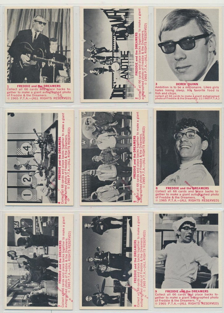 1965 Donruss Freddie & The Dreamers Set 66  W/ Printed In USA For On Front All 66 Cards  #*