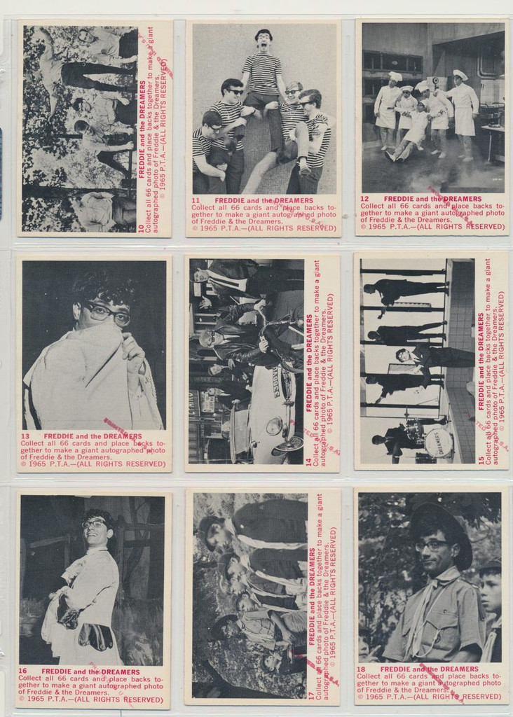 1965 Donruss Freddie & The Dreamers Set 66  W/ Printed In USA For On Front All 66 Cards  #*