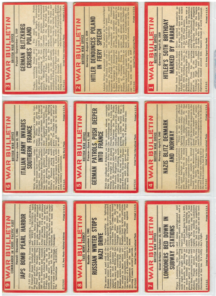 1965 Philly War Bulletin Set 88  ""  Low Grade  #*