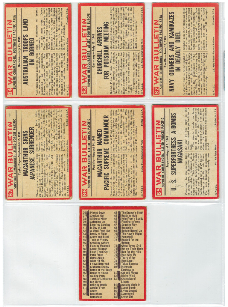 1965 Philly War Bulletin Set 88  ""  Low Grade  #*