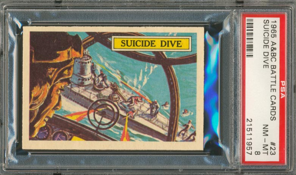 1965 A.B.C. BATTLE CARDS #23 SUICIDE DIVE PSA 8 NM-MT  #*