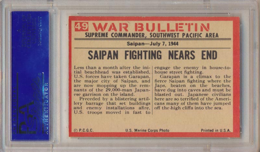 1965 WAR BULLETIN #49 FLUSH THEM OUT PSA 8 O/C NM-MT  #*