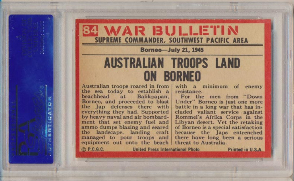 1965 WAR BULLETIN #84 AUSSIES WADE IN PSA 9 O/C MINT  #*