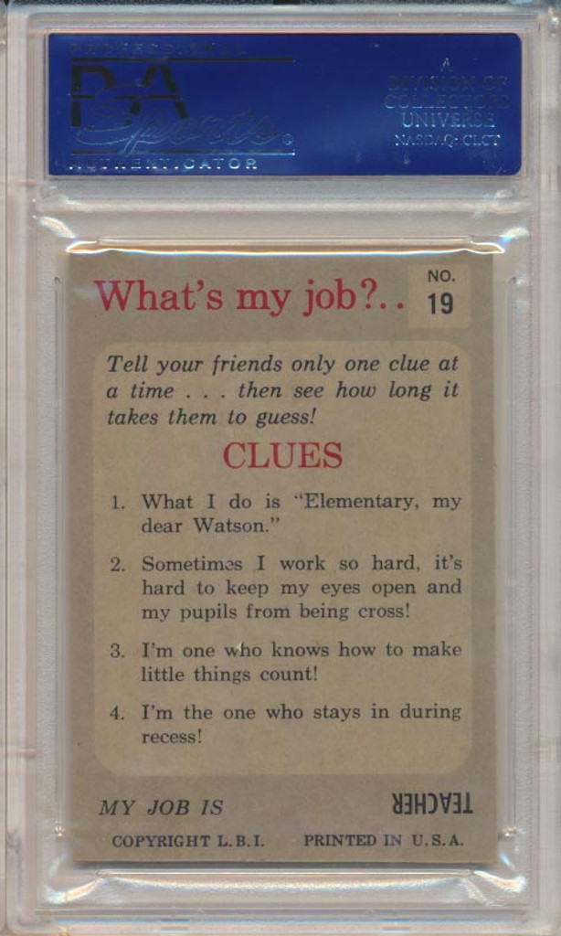 1965 WHAT'S MY JOB? #19 TEACHER PSA 8 NM-MT   #*