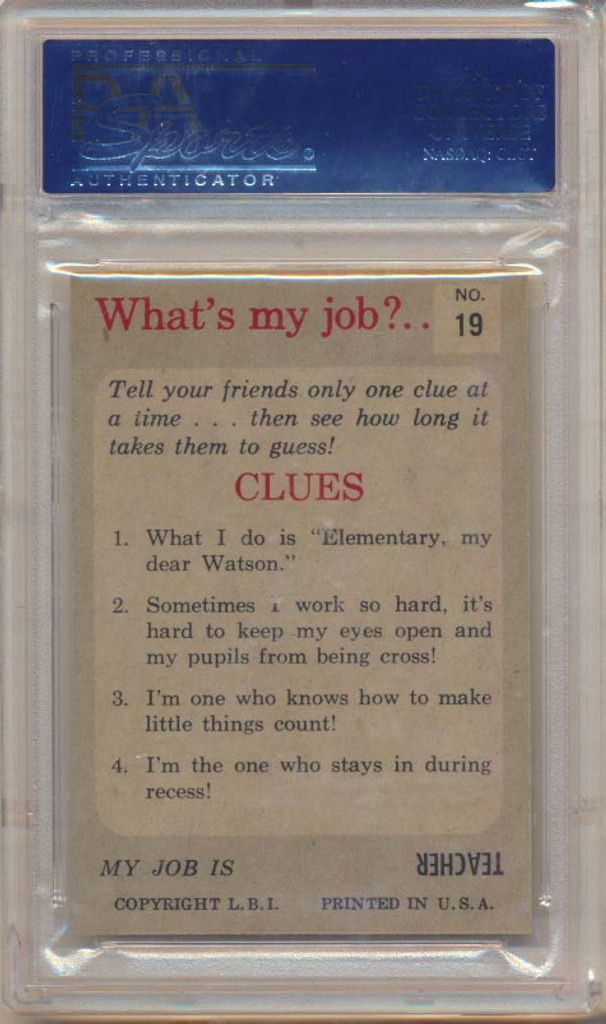 1965 WHAT'S MY JOB? #19 TEACHER  PSA 9 MINT   #*