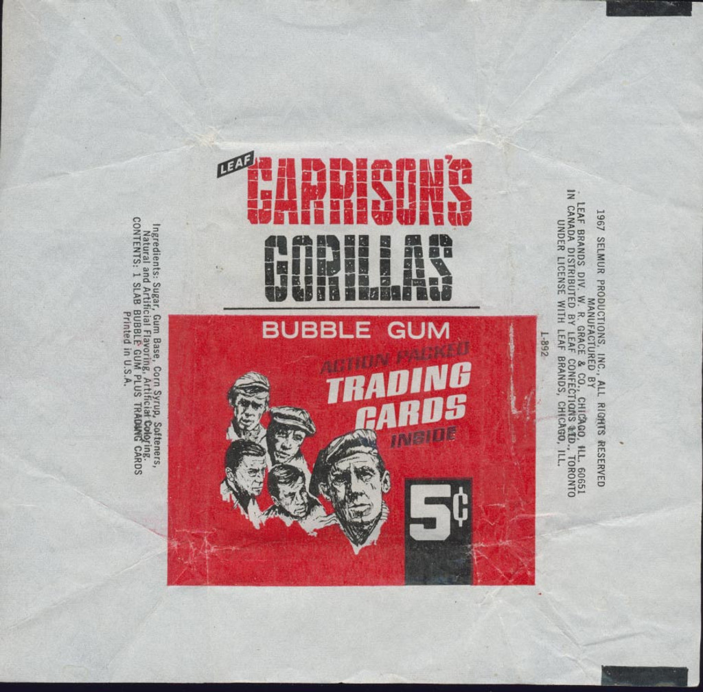 1967 Leaf Garrision's Gorillas 5 Cent Wrapper  #*sku17429