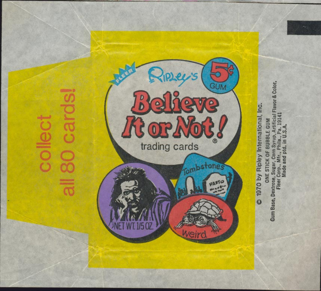 1970 Fleer Ripley's Believe It Or Not 5 Cent Wrapper  #*sku17468