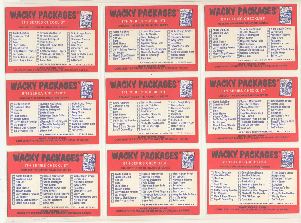 1973/77 Wacky Packages Series 8  (9) Piece Puzzle Only   #*