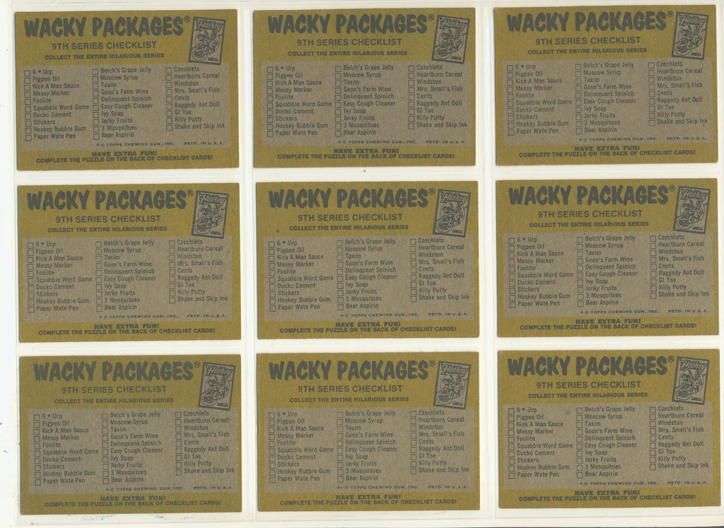 1973/77 Wacky Packages Series 9  (9) Piece Puzzle Only   #*