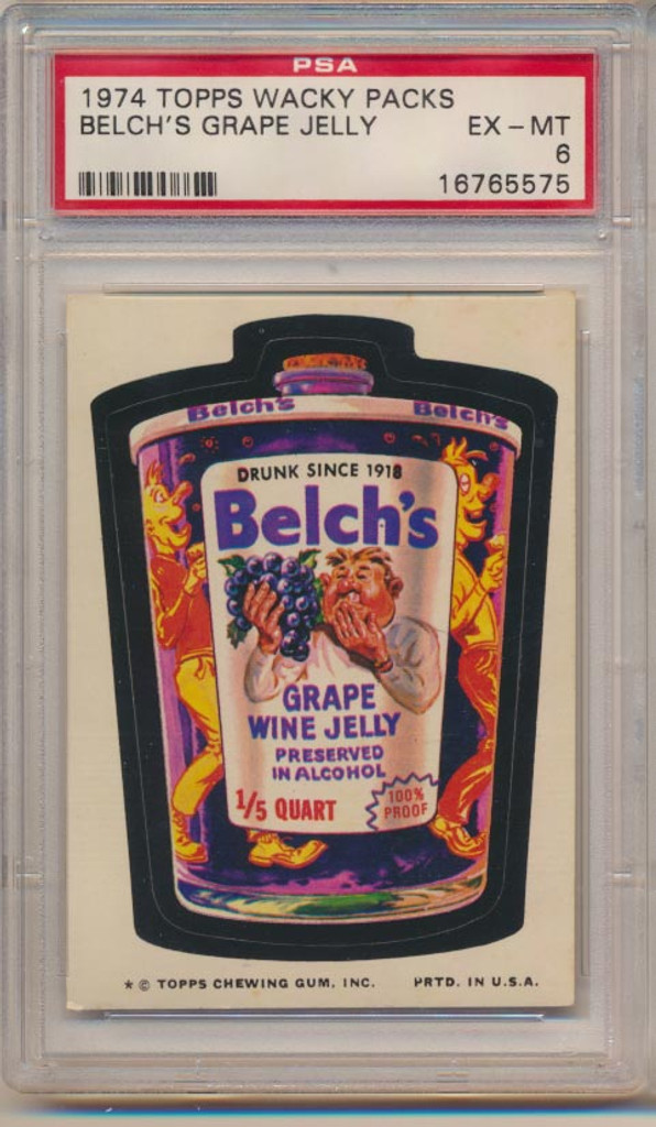 1974 Topps Wacky Packs Series 9 Belch Grape Wine Jelly PSA 6 EX-MT    #*