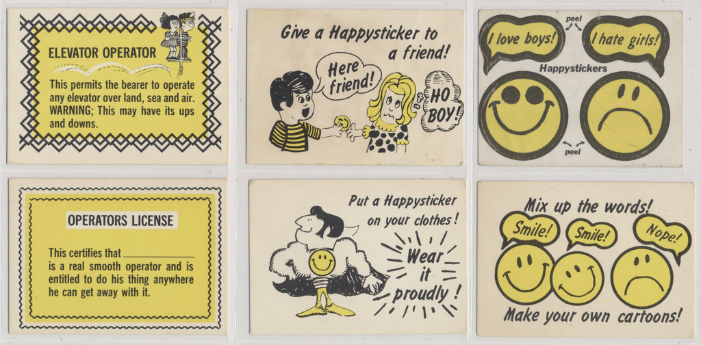 1974 Fleer Happy Stickers (1 Sticker & 3 Cards plus 2 Elevator Cards) #*sku33926