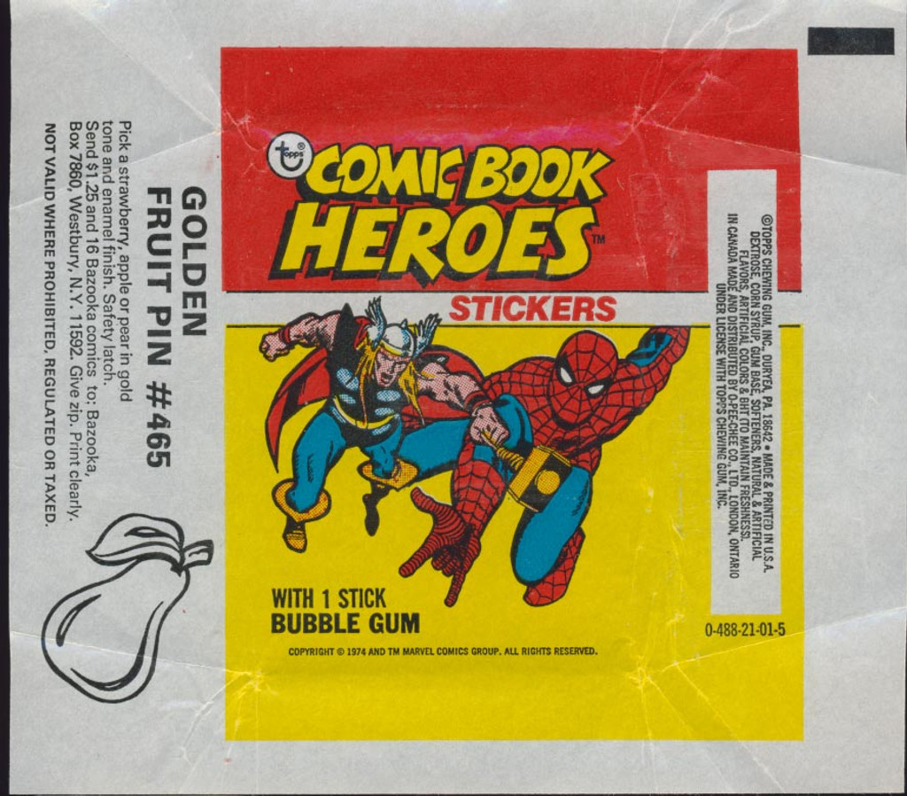 1975 TOPPS COMIC BOOK HEROES STICKERS WRAPPER   #*sku17503