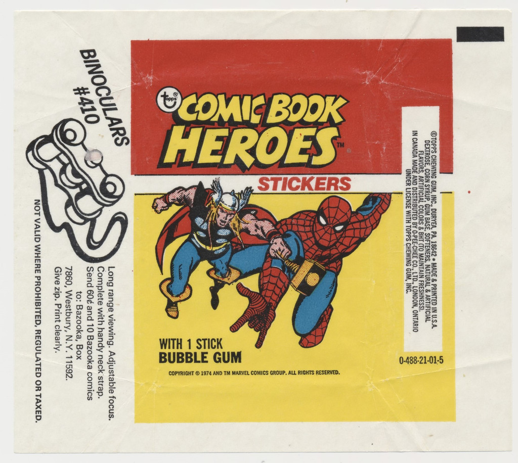 1975 TOPPS COMIC BOOK HEROES STICKERS WRAPPER   #*sku17503w