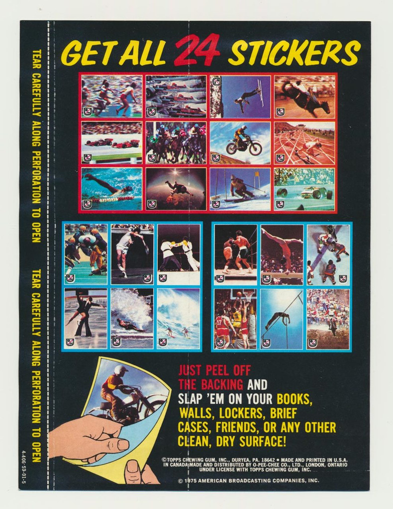 1975 Topps ABC's Wide World Of Sports Unopened 1 Pack  #*sku26450w