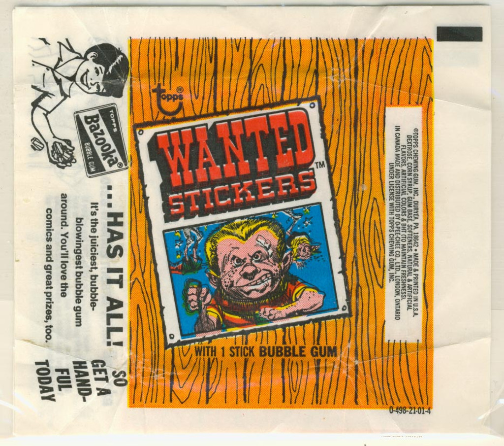 1975 TOPPS WANTED STICKERS WRAPPER  #*sku31860