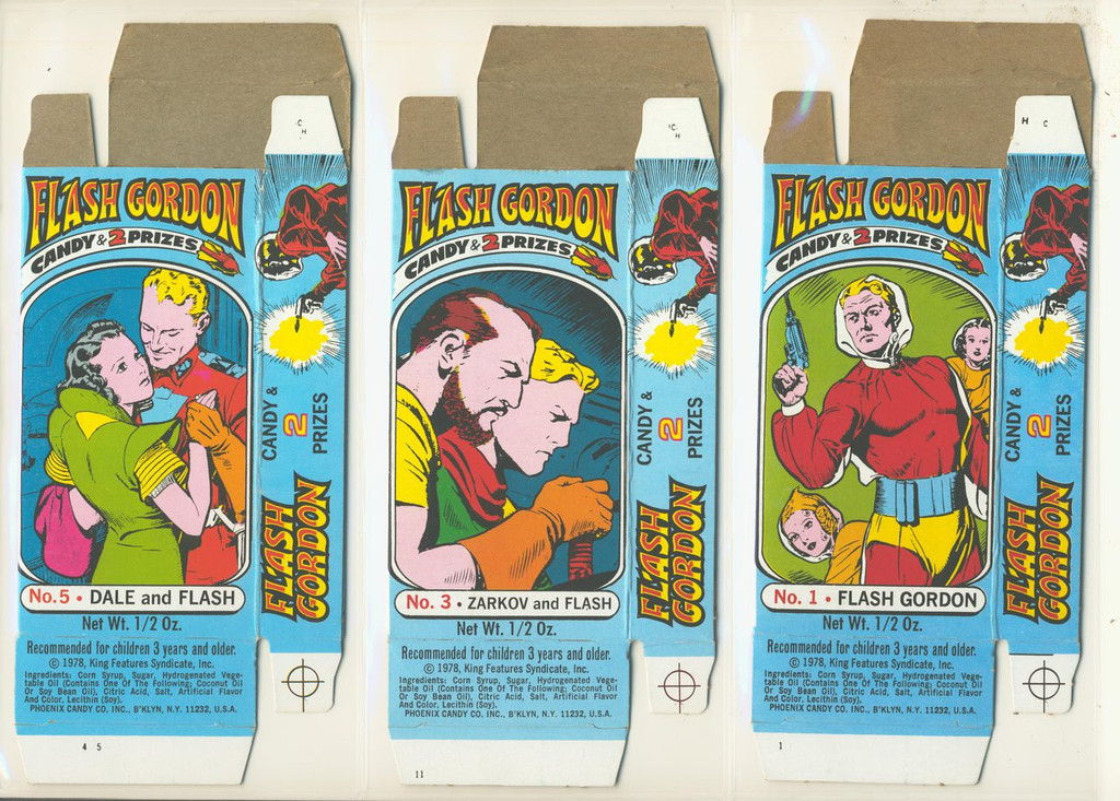 1978 Flash Gordon Candy Box Card (5) of 8 Missing #2, 4, 8   #*