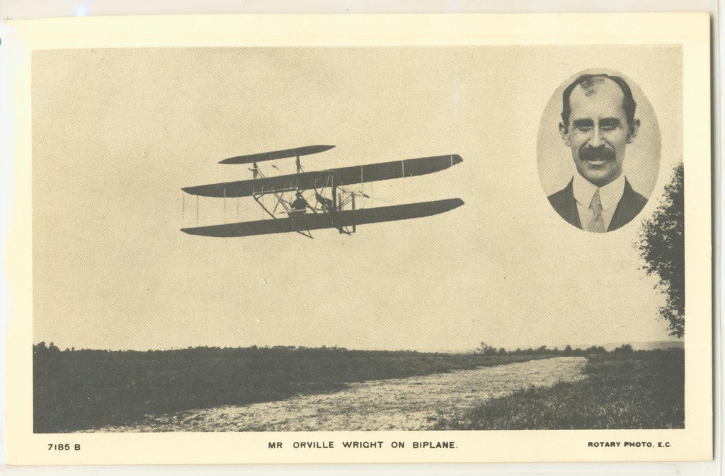 Mr. Orville Wright On Biplane #7185 B Post Card  #*