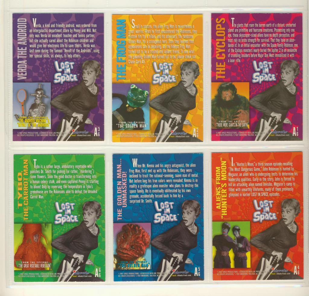 1997 Space Productions Lost In Space Weird Aliens Foil Insert Set Of 6  #*