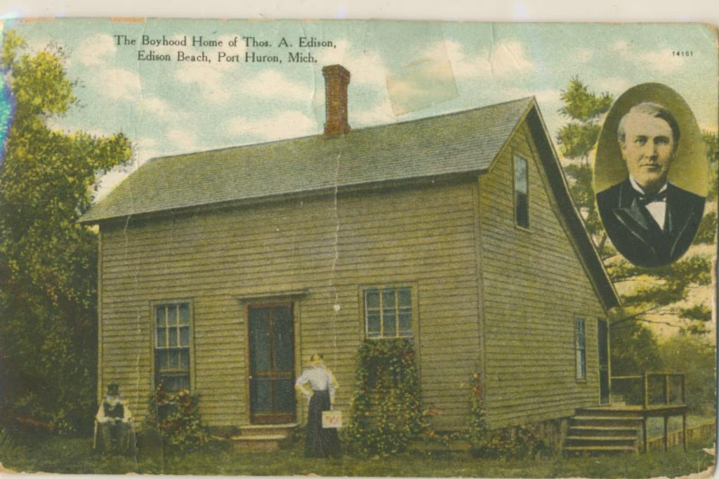 Thomas Edison Postcard Boyhood house  #*