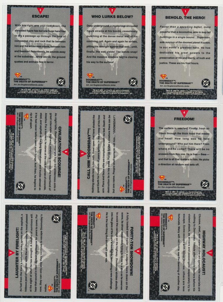 1992 Skybox Doomday The Death Of Superman Set 90 + 4 Sub Sets Total 106  #*