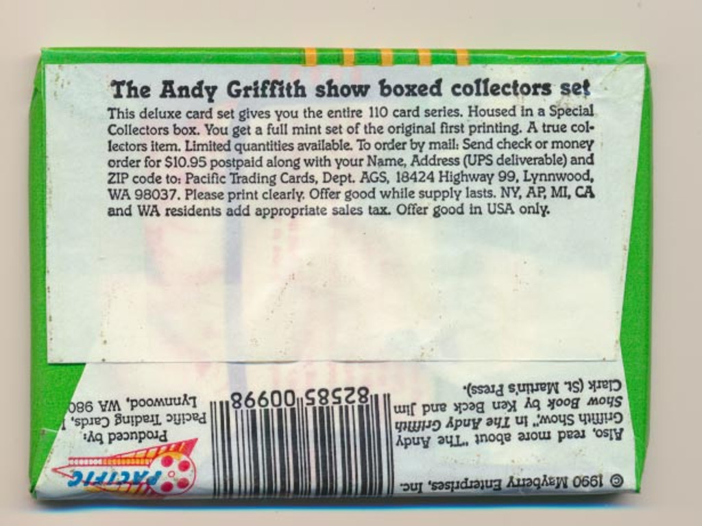 1990 Pacific  Andy Griffith (Green) Wax  Series 1 #*sku4112