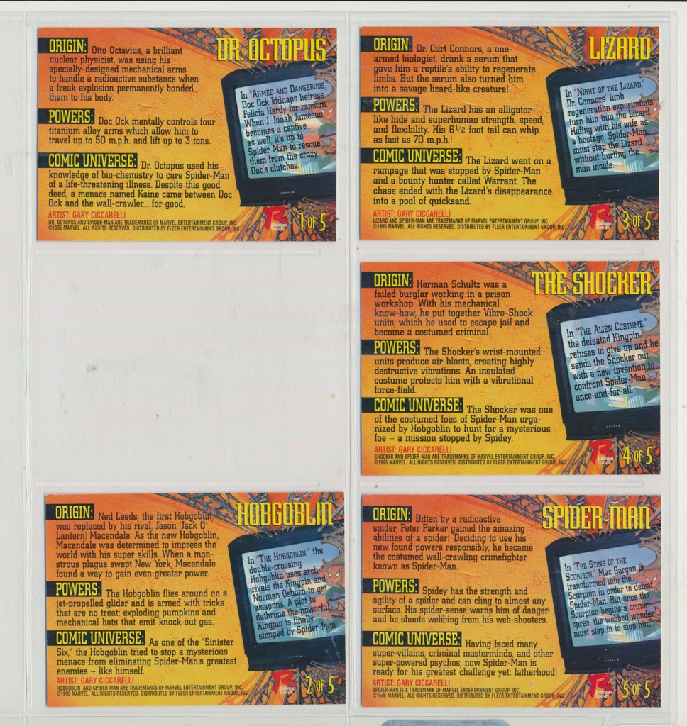 1995 Fleer Ultra Spiderman Sub Set 5 Cards   #*ns1sing