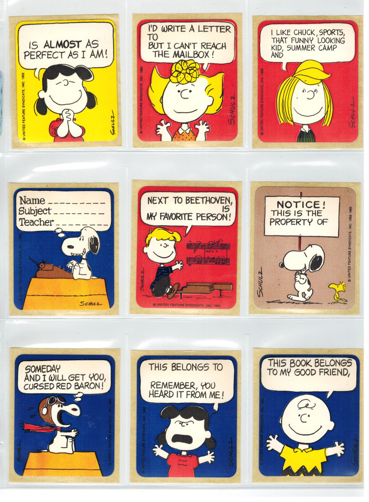 1980's Schulz Snoppy & Characters 12 Different  Stickers  #*