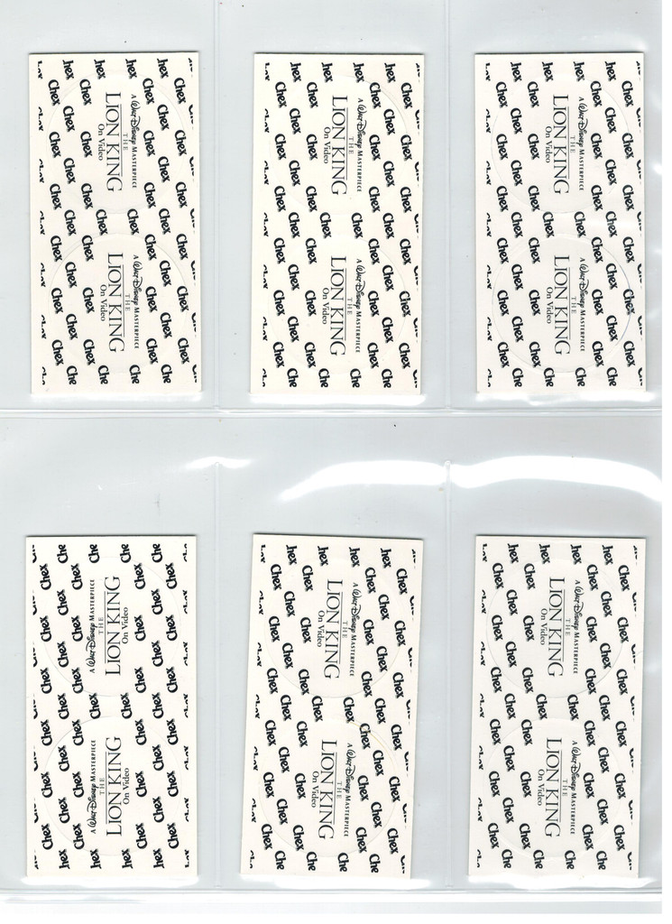 1994 Disney's The Lion King Promo Set 6 Chex Cerael Caps Pogs  #*