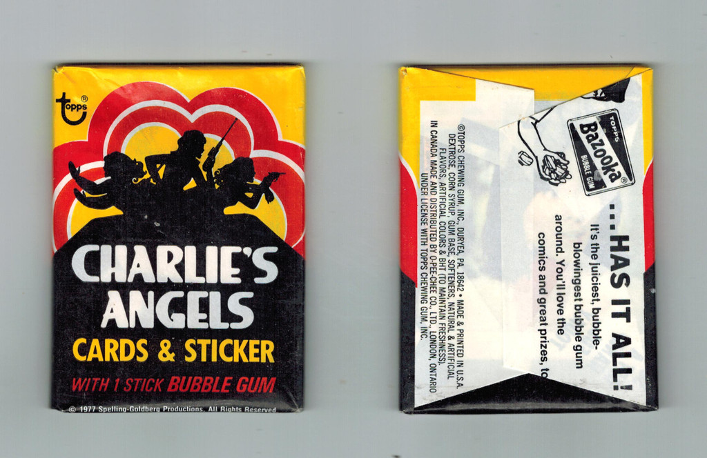 1977 Topps Charlie's Angels Unopened Wax Pack Series 1 Wrapper w Series 3 cards  #*