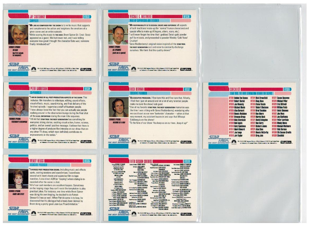 1993 Star Trek The Next Generation Behind The Scenes Set 39   #*