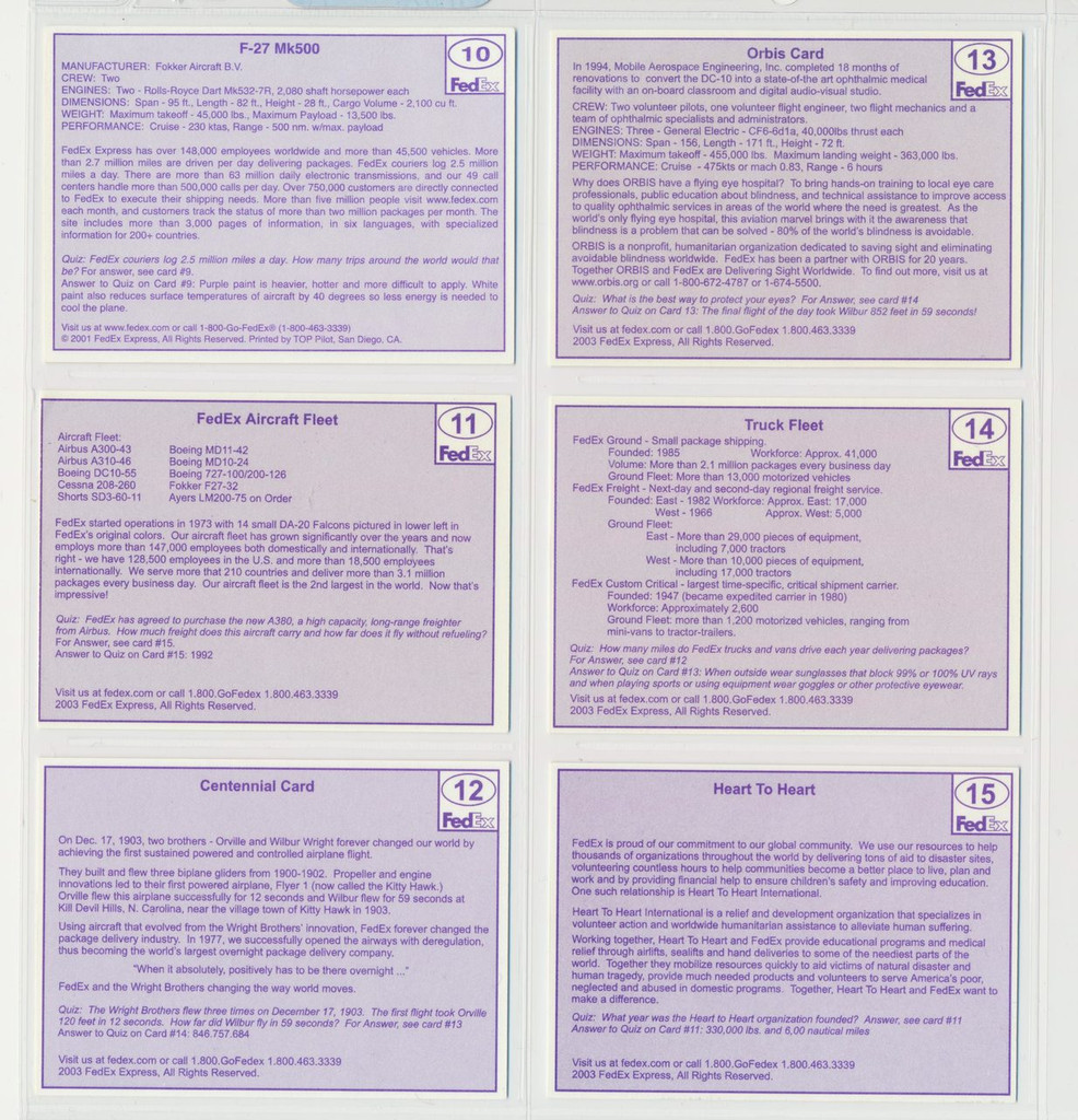 2003 Fed-Ex Planes Set 15   #*