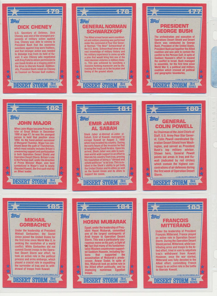 1991 Topps Desert Storm Series 3 Set 88/11   #*