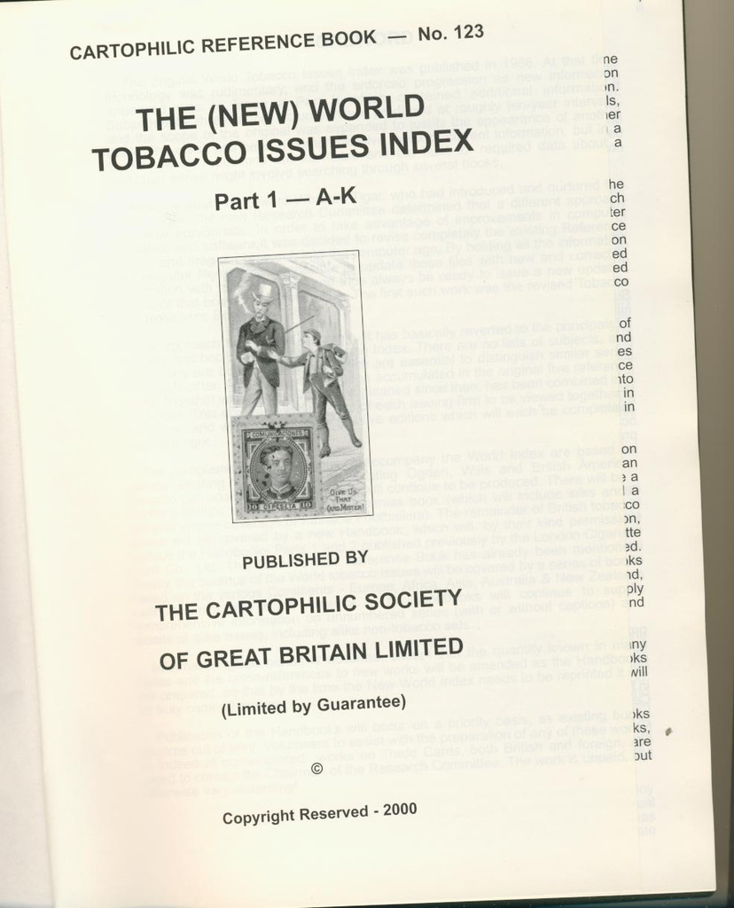 2000 The (NEW) World Tobacco Issues Index Part I A-K (325 pages)  #*