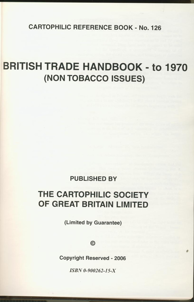 2006 British Trade Hand Book to 1970 (Hard Cover) (535 Pages)  #*