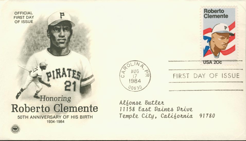 1984 Roberto Clemente First Day Of Issue Honoring 50 Years  #*