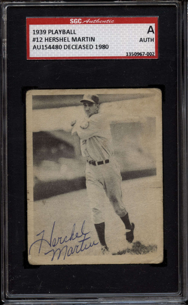1939 Play Ball #12 Hershel Martin SGC Signed Auto Authentic RC Rookie 