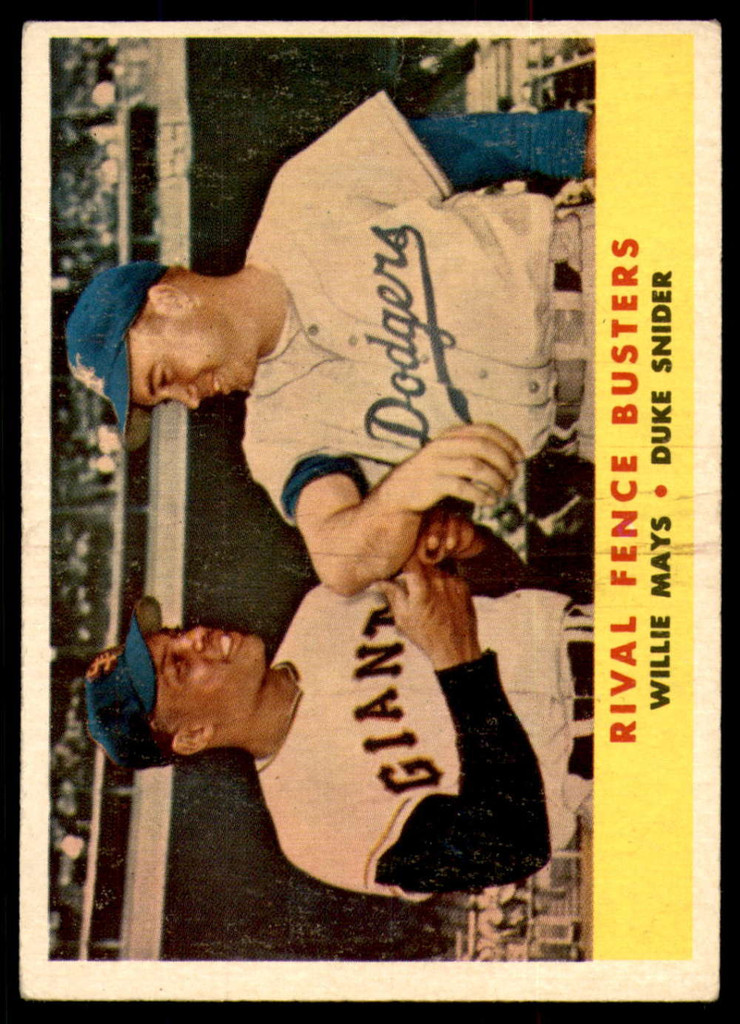 1958 Topps #436 Willie Mays/Duke Snider Rival Fence Busters Very Good  ID: 241153