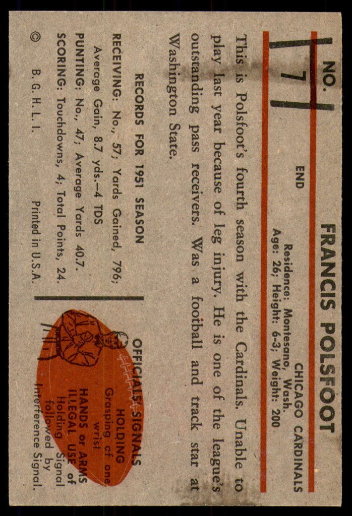 1953 Bowman #7 Fran Polsfoot Near Mint+ 