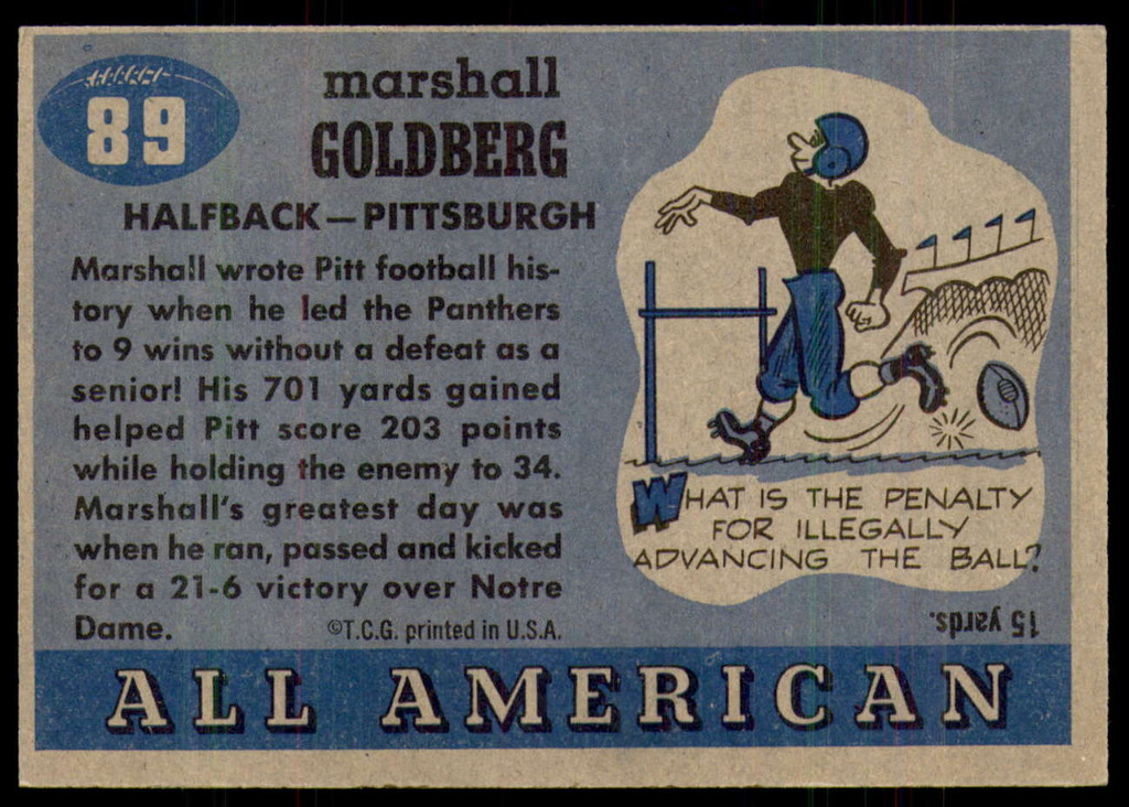 1955 Topps All American #89 Marshall Goldberg Near Mint+ 