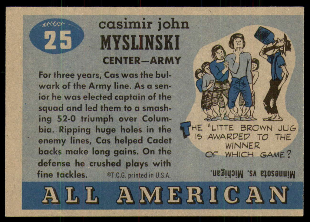 1955 Topps All American #25 Cas Myslinski Ex-Mint SP 
