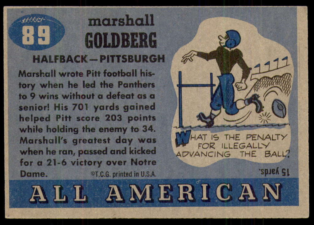 1955 Topps All American #89 Marshall Goldberg Ex-Mint 