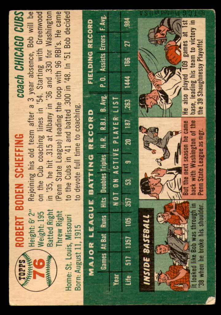 1954 Topps #76 Bob Scheffing CO Excellent 