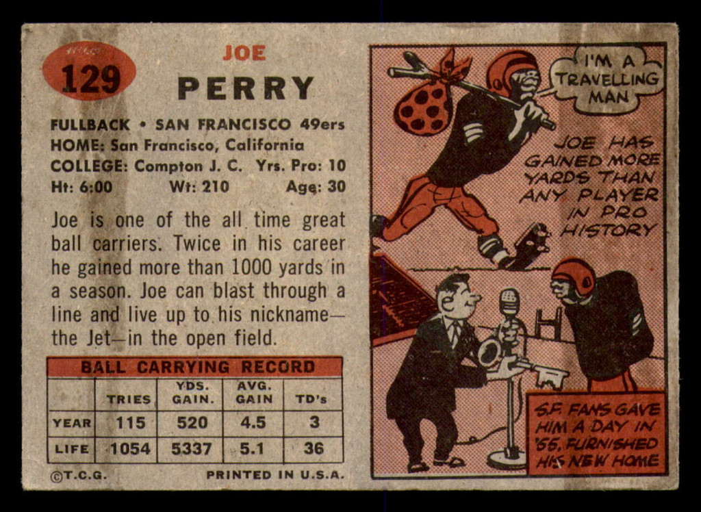 1957 Topps #129 Joe Perry DP Very Good  ID: 297535