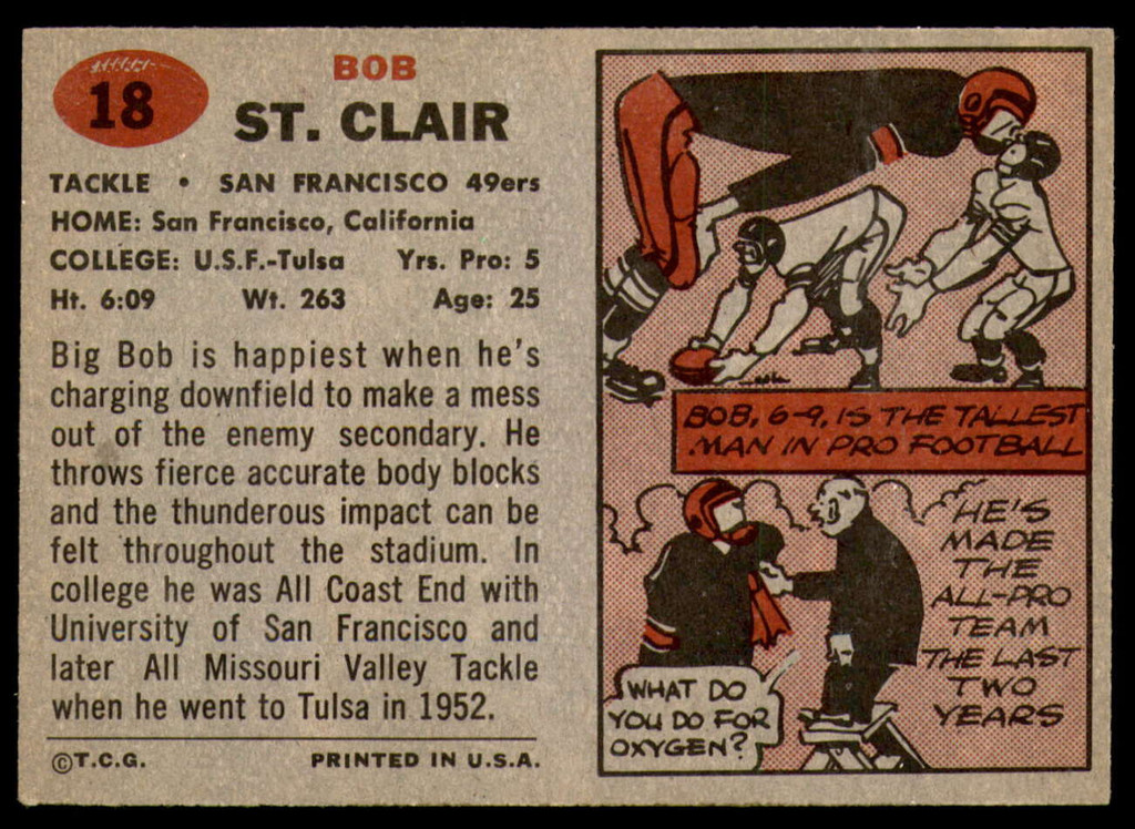 1957 Topps #18 Bob St. Clair Ex-Mint  ID: 252501