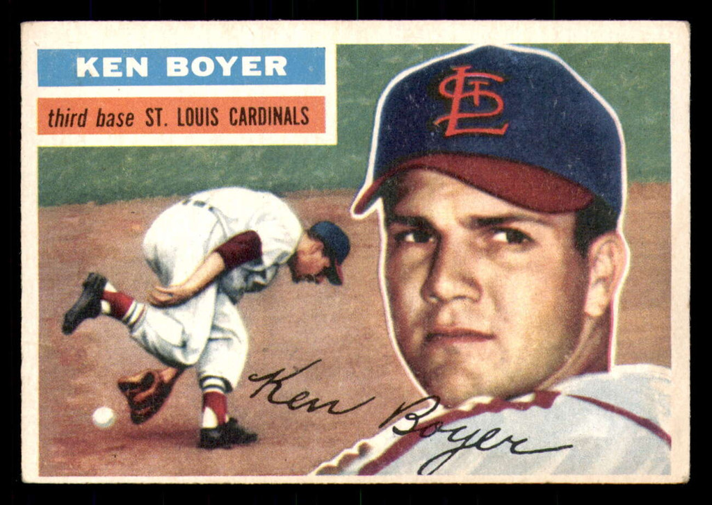 1956 Topps #14B Ken Boyer White Backs Writing on Back 