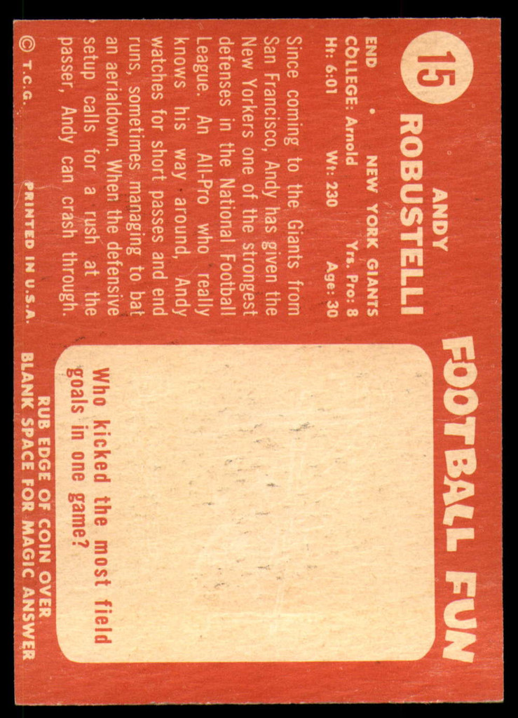 1958 Topps #15 Andy Robustelli Ex-Mint  ID: 253892