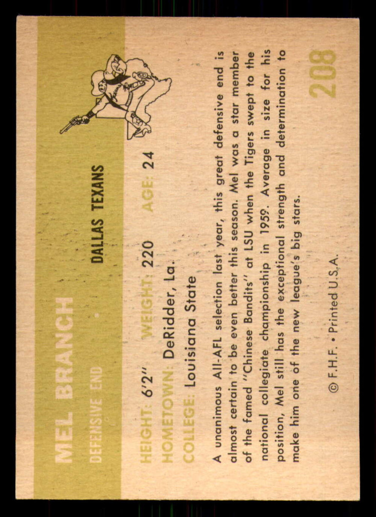 1961 Fleer #208 Mel Branch Ex-Mint  ID: 271209